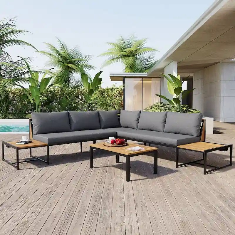4-Piece Outdoor Set, Durable Patio Furniture with Waterproof Cushions