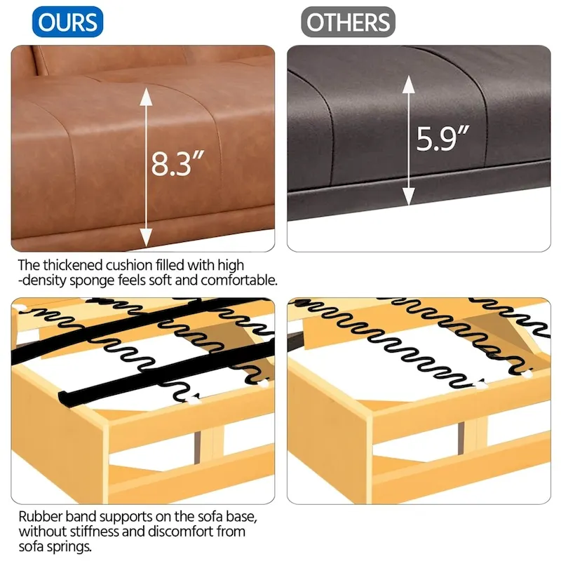 Yaheetech Modern Recliner Couch Faux Leather Futon Sofa Bed