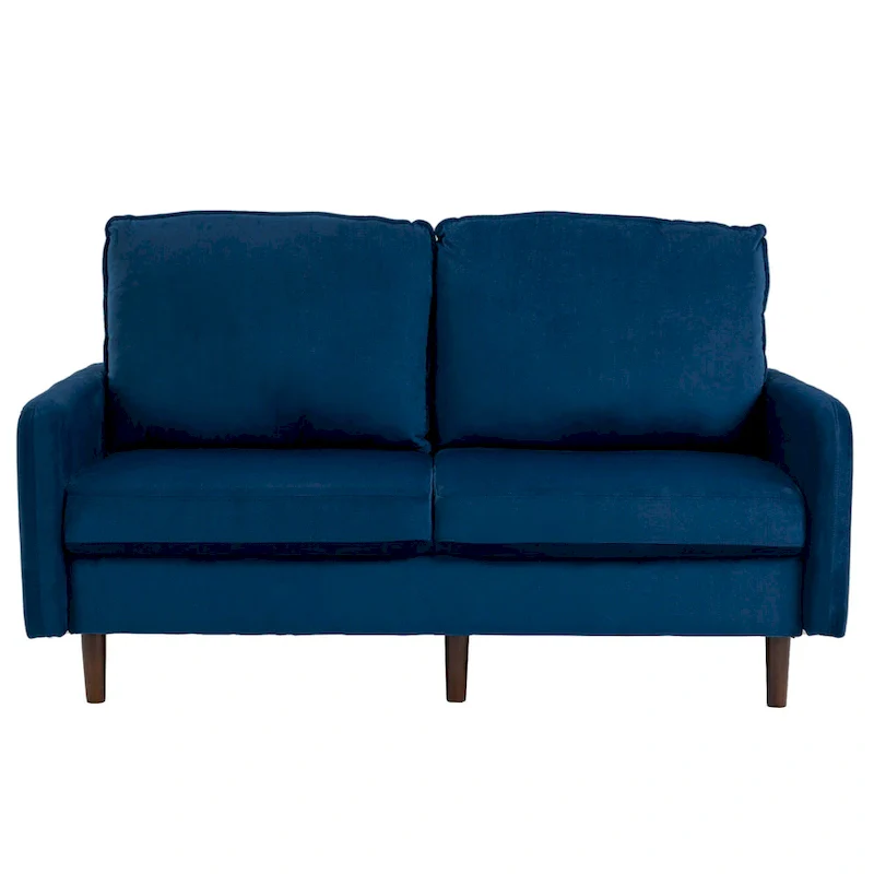 2 Pices Velvet Loveseat Wood Legs Sofa