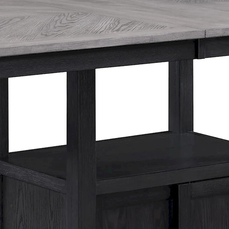 Patricia 60 -72 Inch Counter Height Table, Extendable, Light Gray, Black