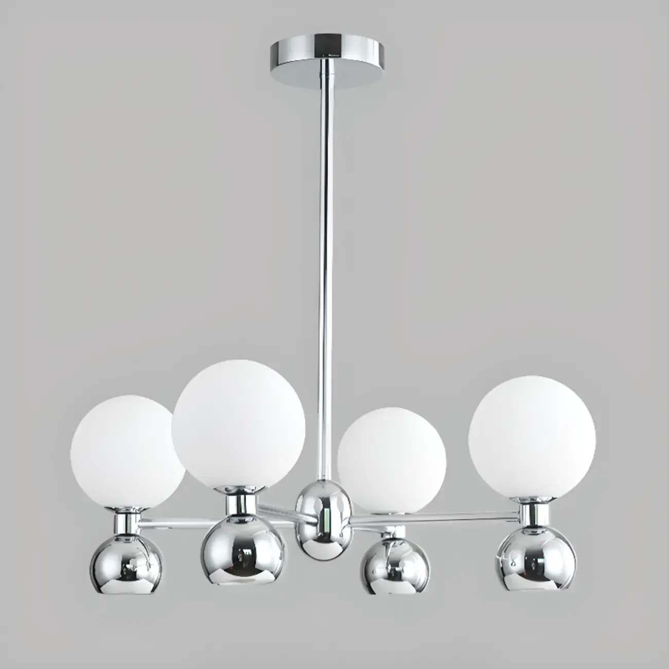 Modern Style White Globe Chandelier with Metal Frame