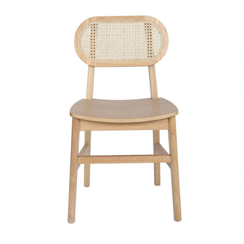 Commercial Cane Rattan Event Chair with Wood Back and Seat