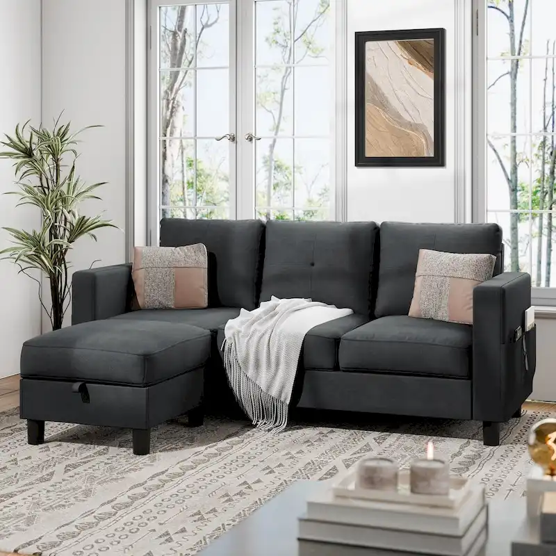 Futzca Convertible Sectional Sofa Couch, L Shaped Couch Sofa