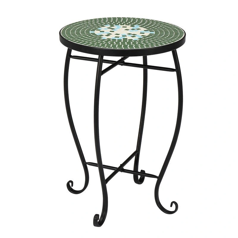 Mosaic Round Terrace Bistro Table Side Table With Coloured Glass