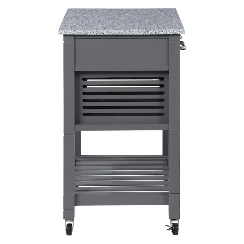 Kitchen Cart with Granite Top and Storage Drawers