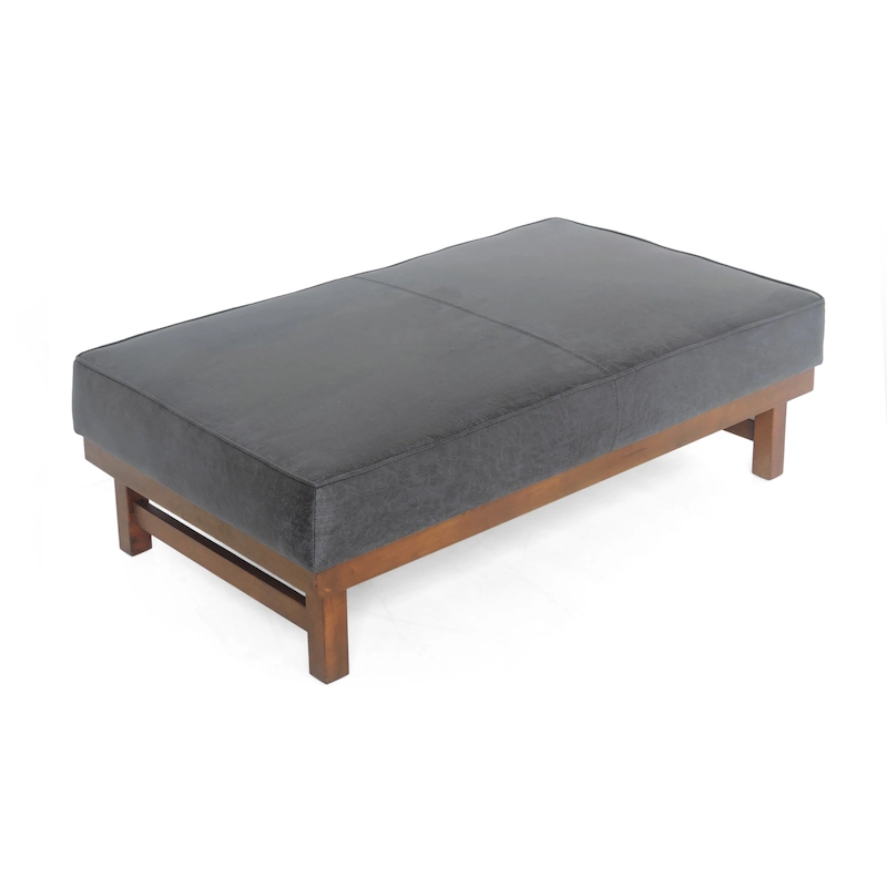 Hillman Modern Microfiber Cocktail Ottoman with Wood Frame by Christopher Knight Home