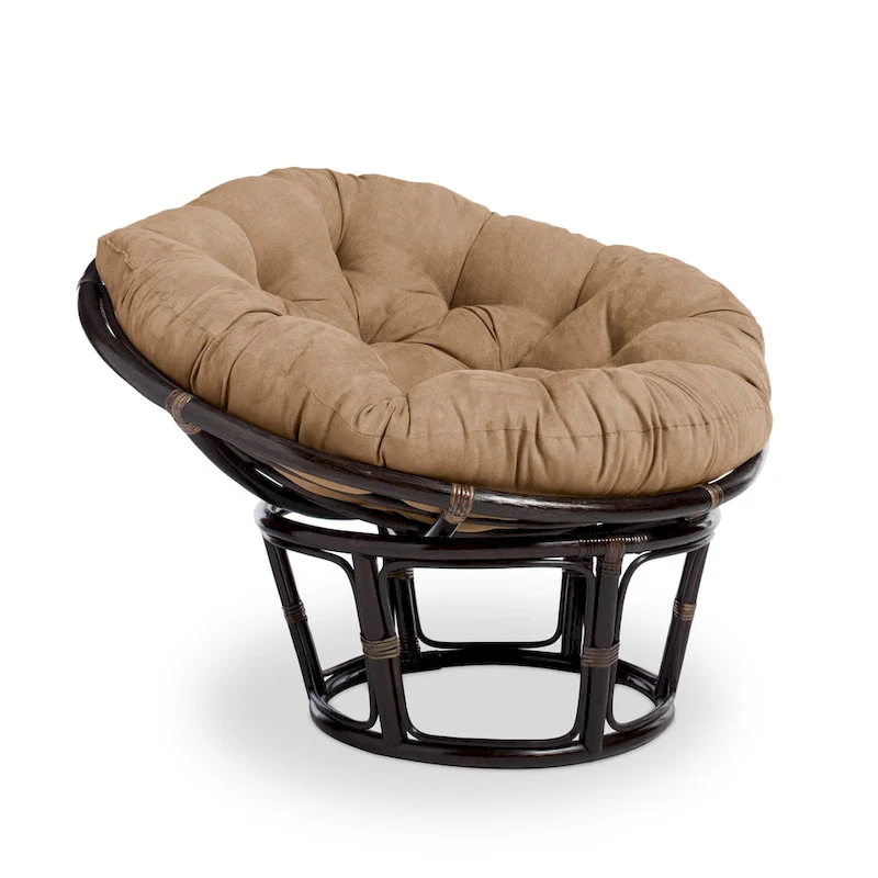 Bali 42-inch Rattan Papasan Chair with Microsuede Cushion