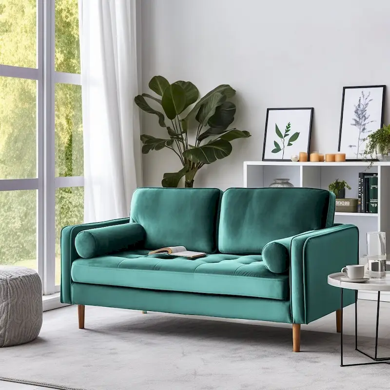 Banavos 58   Velvet Square Arm Loveseat