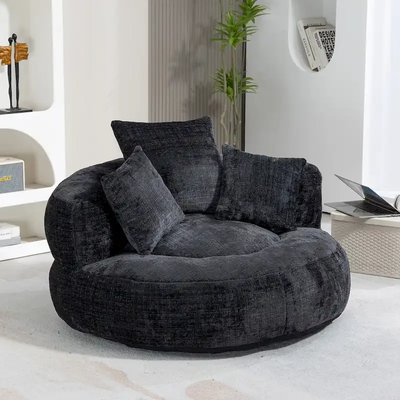 HOMEFUN Chenille Upholstered Durable Comfort Lounger High Back Bean Bag Chair