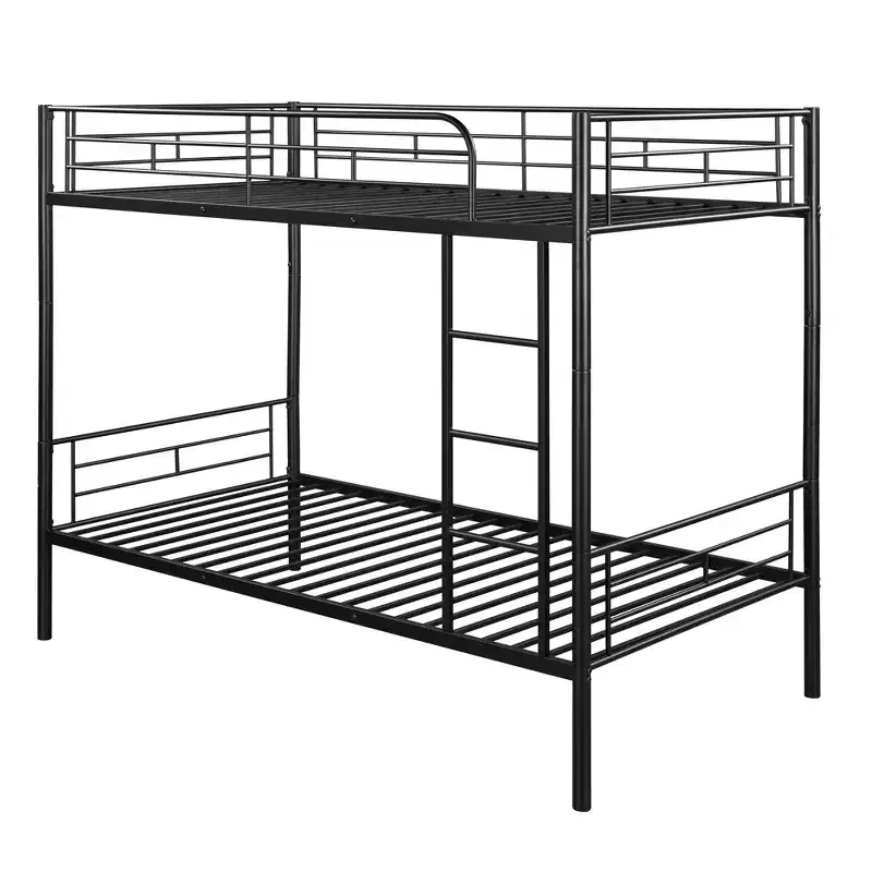 Bellemave Twin Over Twin Metal Bunk Bed, Sturdy Steel Frame, Black Finish, Converts to Two Twin Beds, Heavy-Duty Slats, No Box Spring Needed