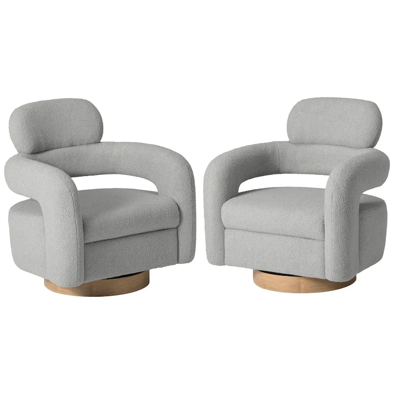 Bayville 29 Wide Sherpa Swivel Chair (Set of 2)