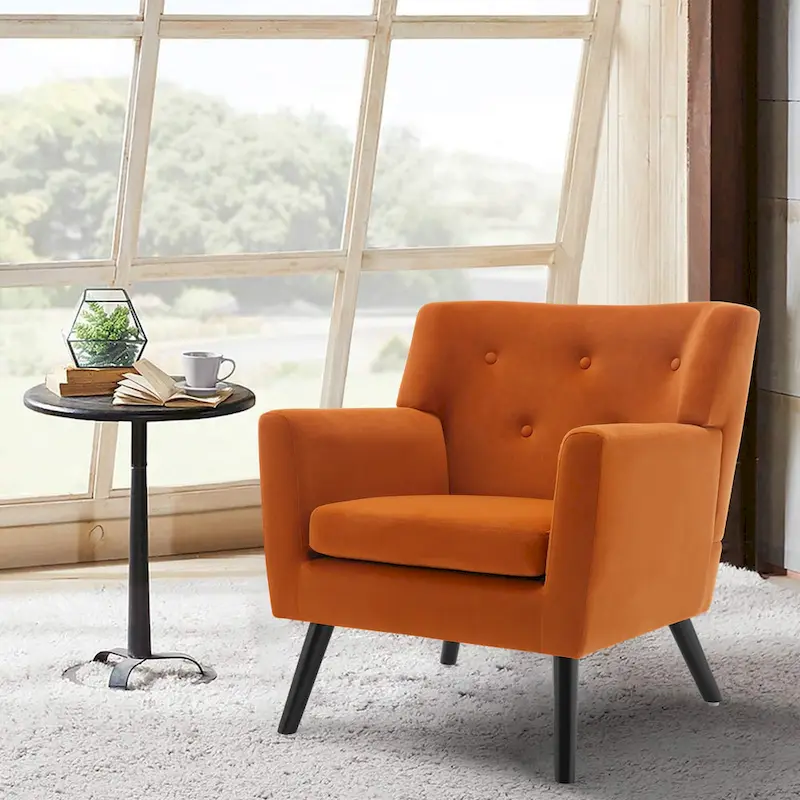 Velvet Upholstered Armchair Tufted Accent Chair, Set of 2 - 30.71H x 28.35 W x 27.56D