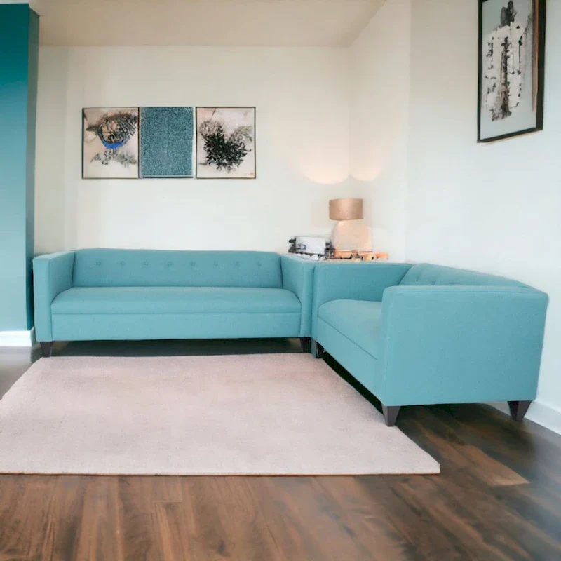 Contemporary Loveseat and Sofa Set Polyester Nylon Solid Wood Frame Upholstered