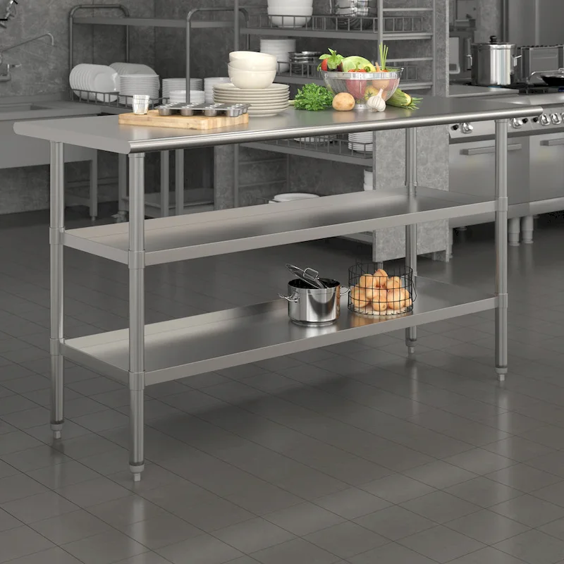 NSF Certified Commercial 18-Gauge Stainless Steel Work and Prep Table
