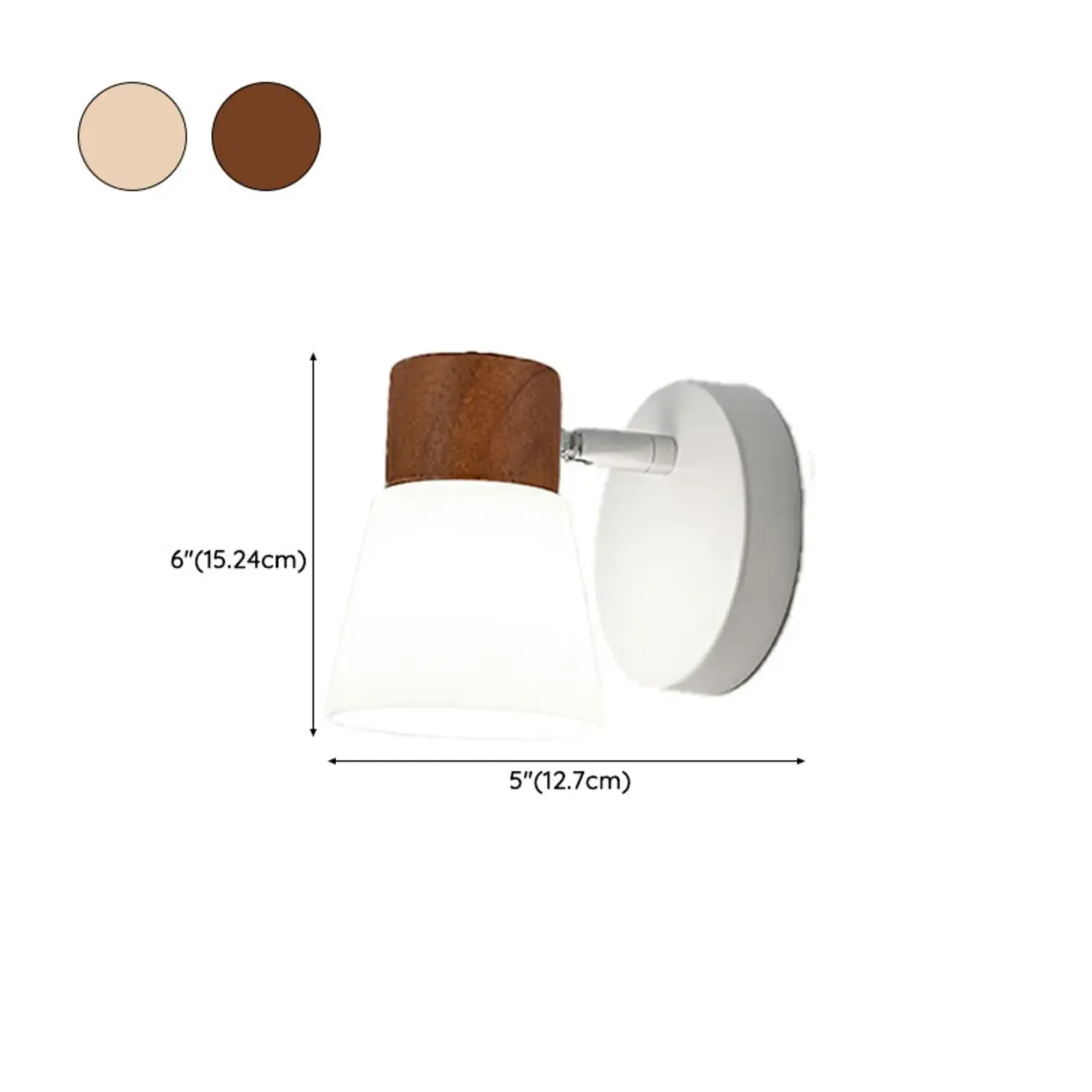 Mini White Natural Wood Metal Wall Sconce