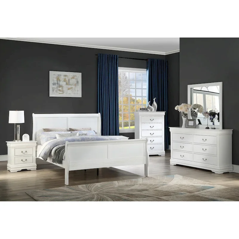 Lillie 4 Piece White Sleigh Bedroom Set