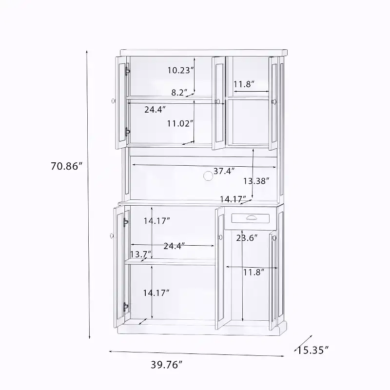 AndMakers Wood 39.76 in. Pantry Cabinet with Adjustable Shelves