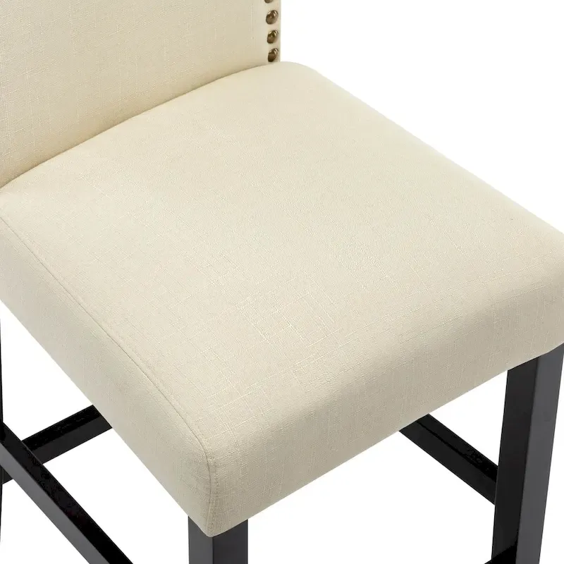 24 Inches Fabric Upholstered Nailhead Trim Counter Height Bar stools with Back Set of 2