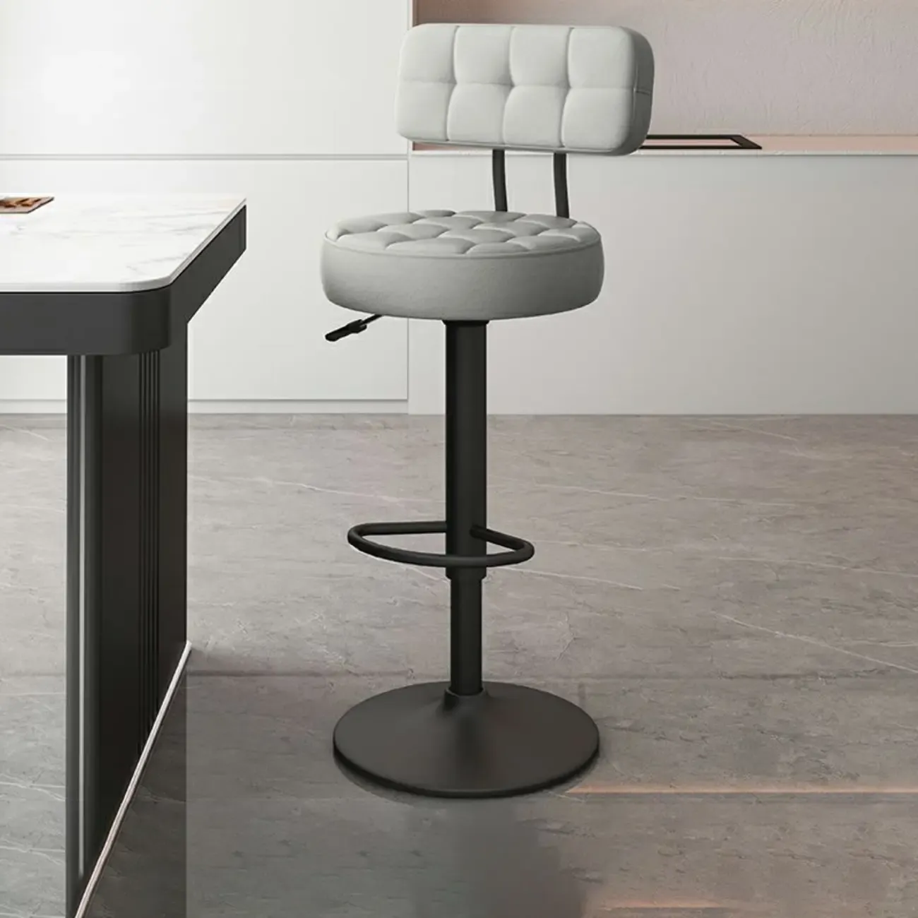 Leather Upholstered Adjustable Swivel Bar Stools