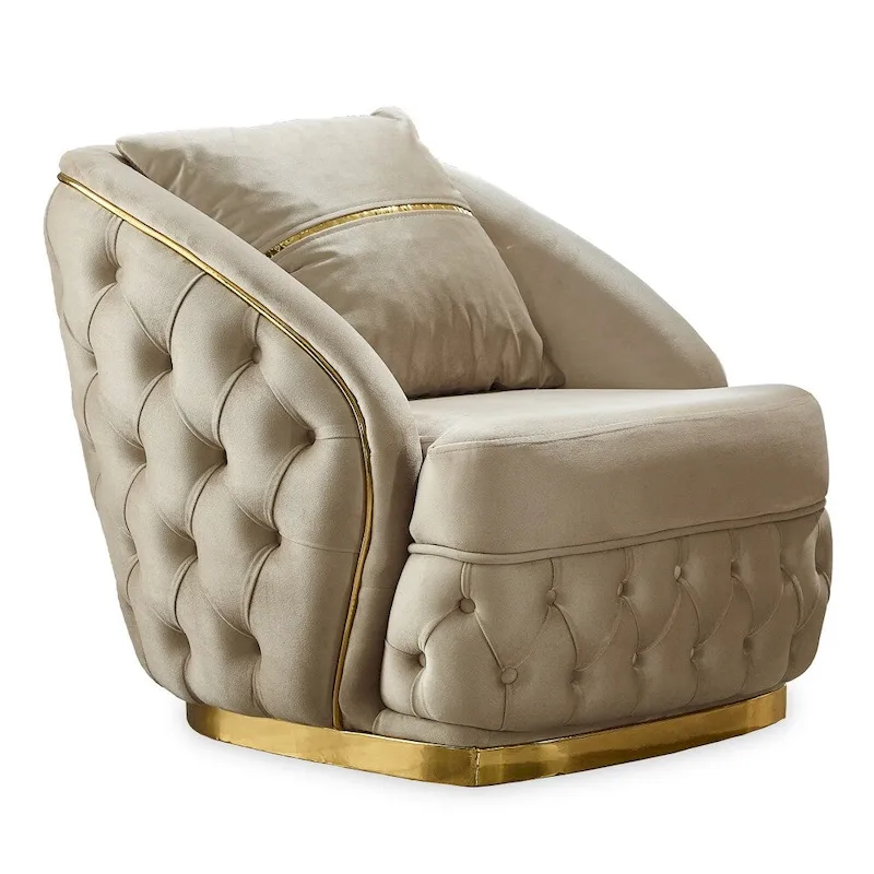 Aryanna 3-Pieces One Sofa Two Chair Living Room Set, Tufted Back