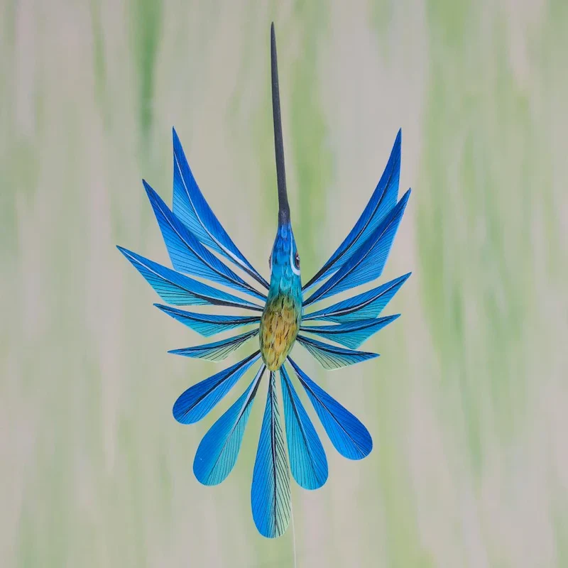 NOVICA Handmade Copal Wood 'Blue Hummingbird' Alebrije Sculpture (Mexico) - 6.25