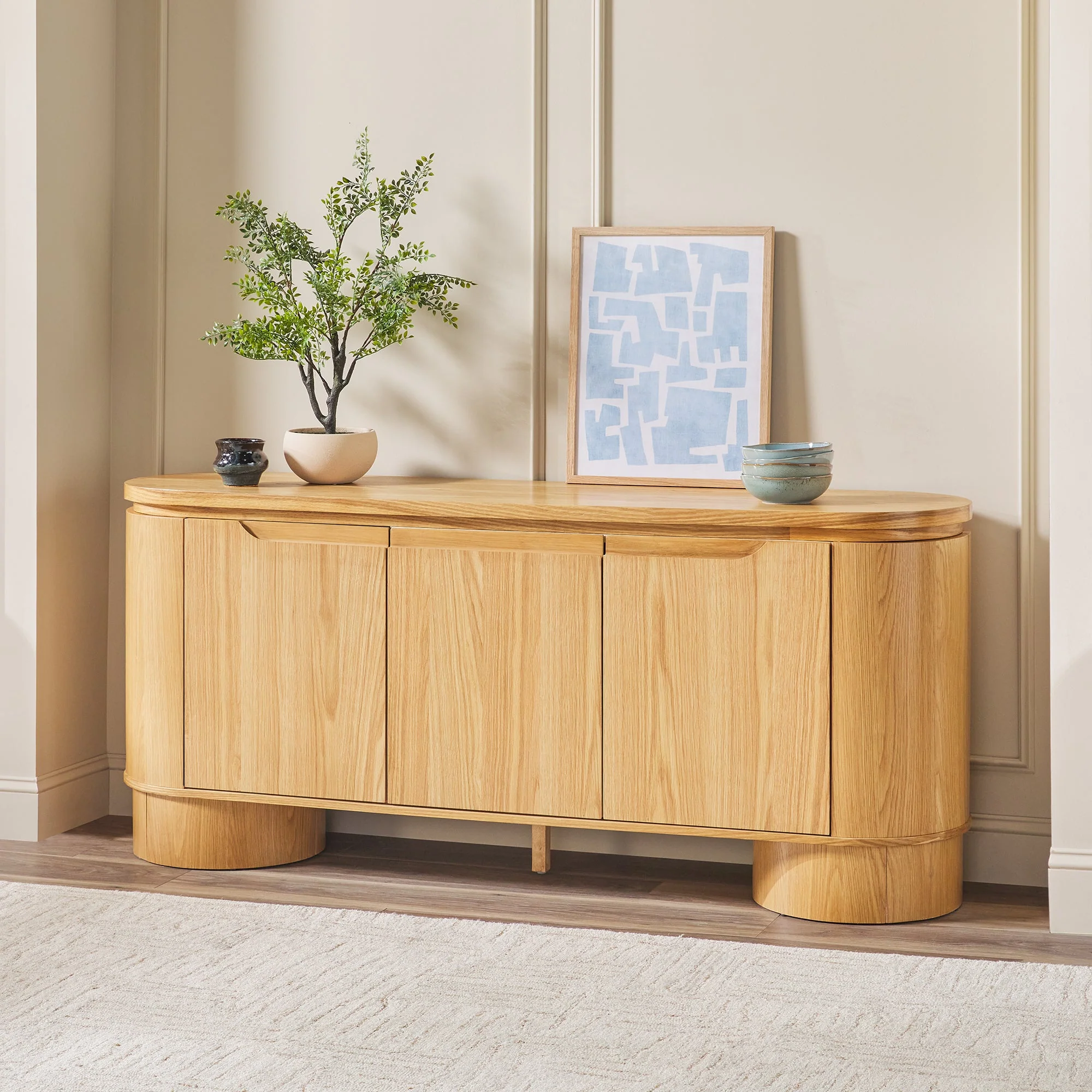 Maya Modern Curved Wood 70 Sideboard /TV Stand