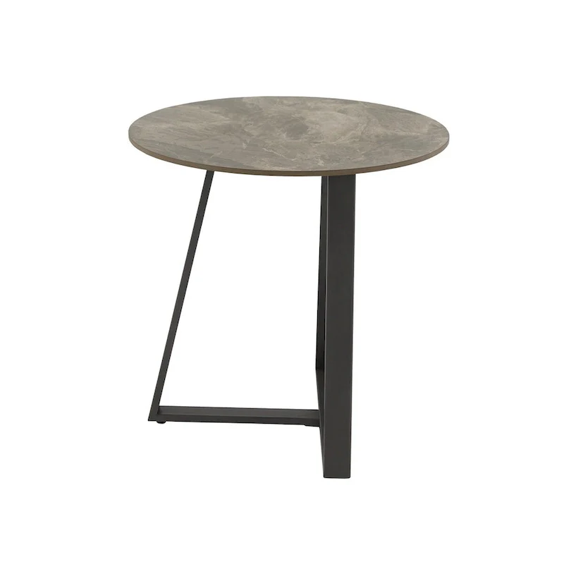 Jurmala Glossy Sintered Stone with Grey Metal Base End Table by iNSPIRE Q Modern