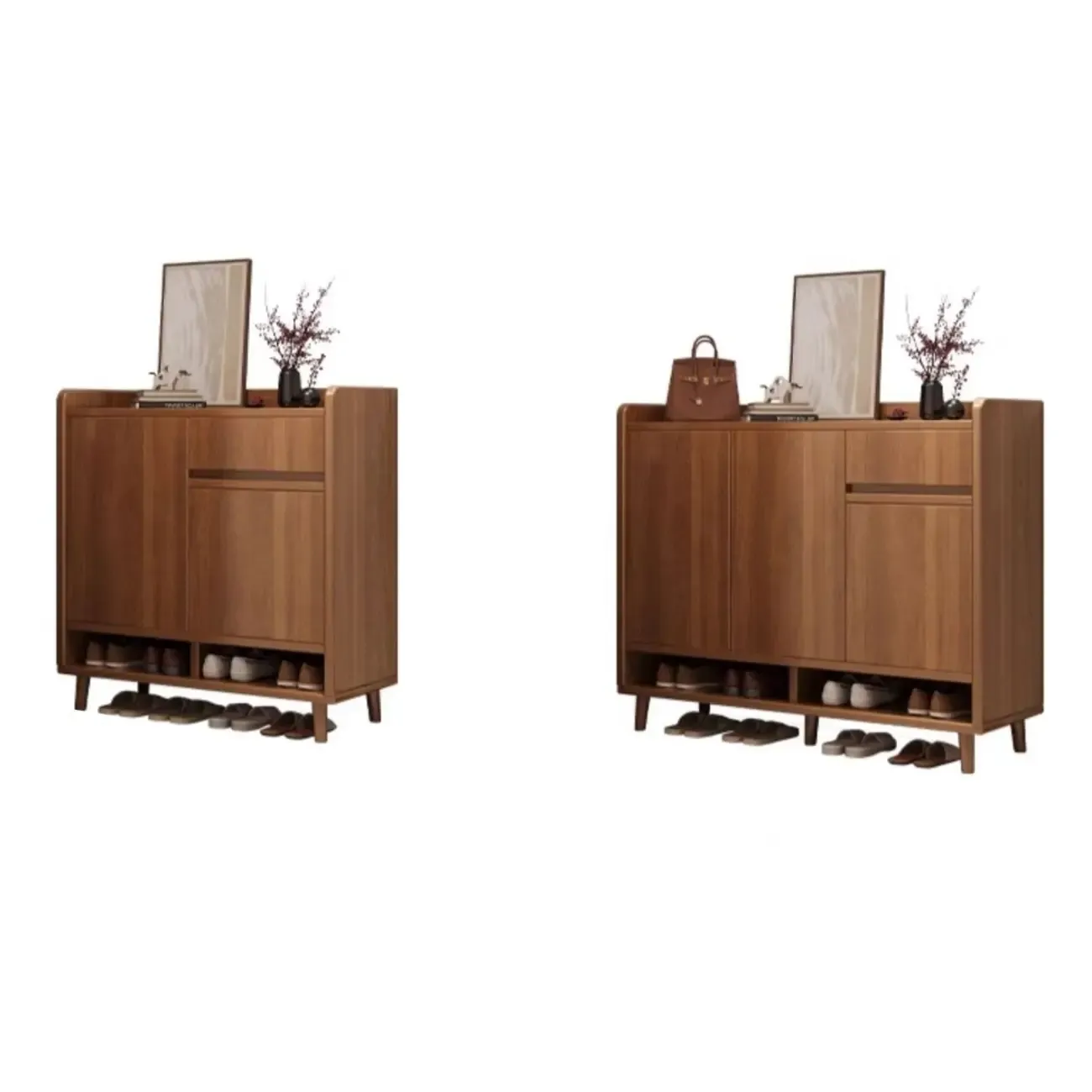 Vertical Modern White Wood Entryway Shoe Cabinet