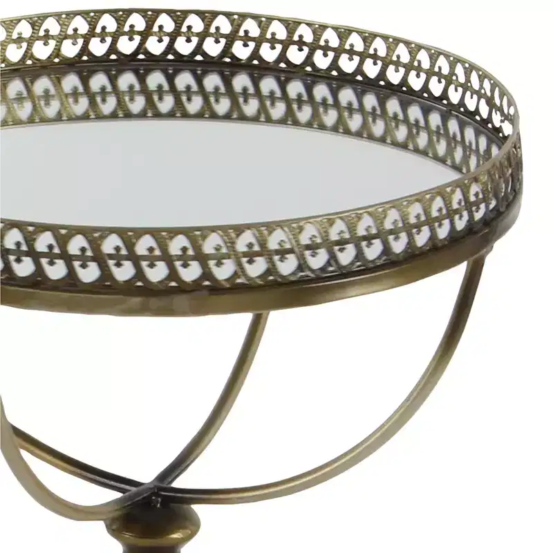 Metal and Glass Round Pedestal Table Gold - Olivia & May