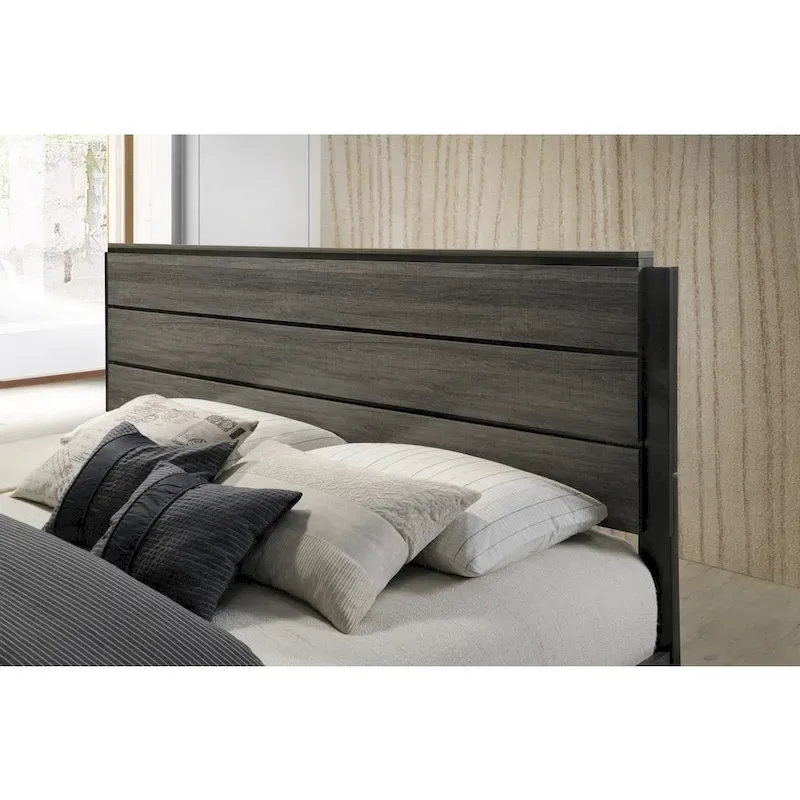 Roundhill Furniture Ioana 187 Queen 6-pc. Antiqued Grey Wood Bedroom Set
