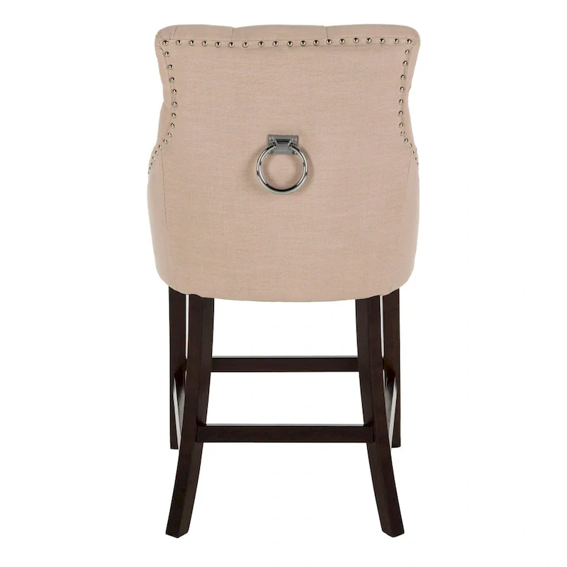 SAFAVIEH Dottie 26-inch Tufted Wing Back Counter Stool - Grey / Espresso (Set of 2) - 22.5 x 25 x 41 - 22.5 x 25 x 41