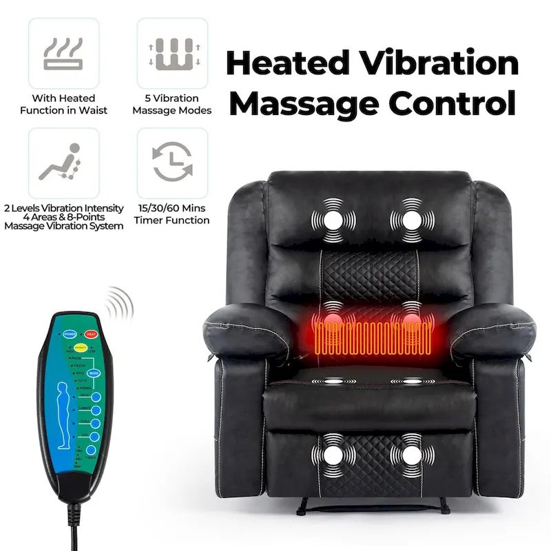 Breathable Leather Massage Recliner Chair Manual Living Room Reclining Sofa