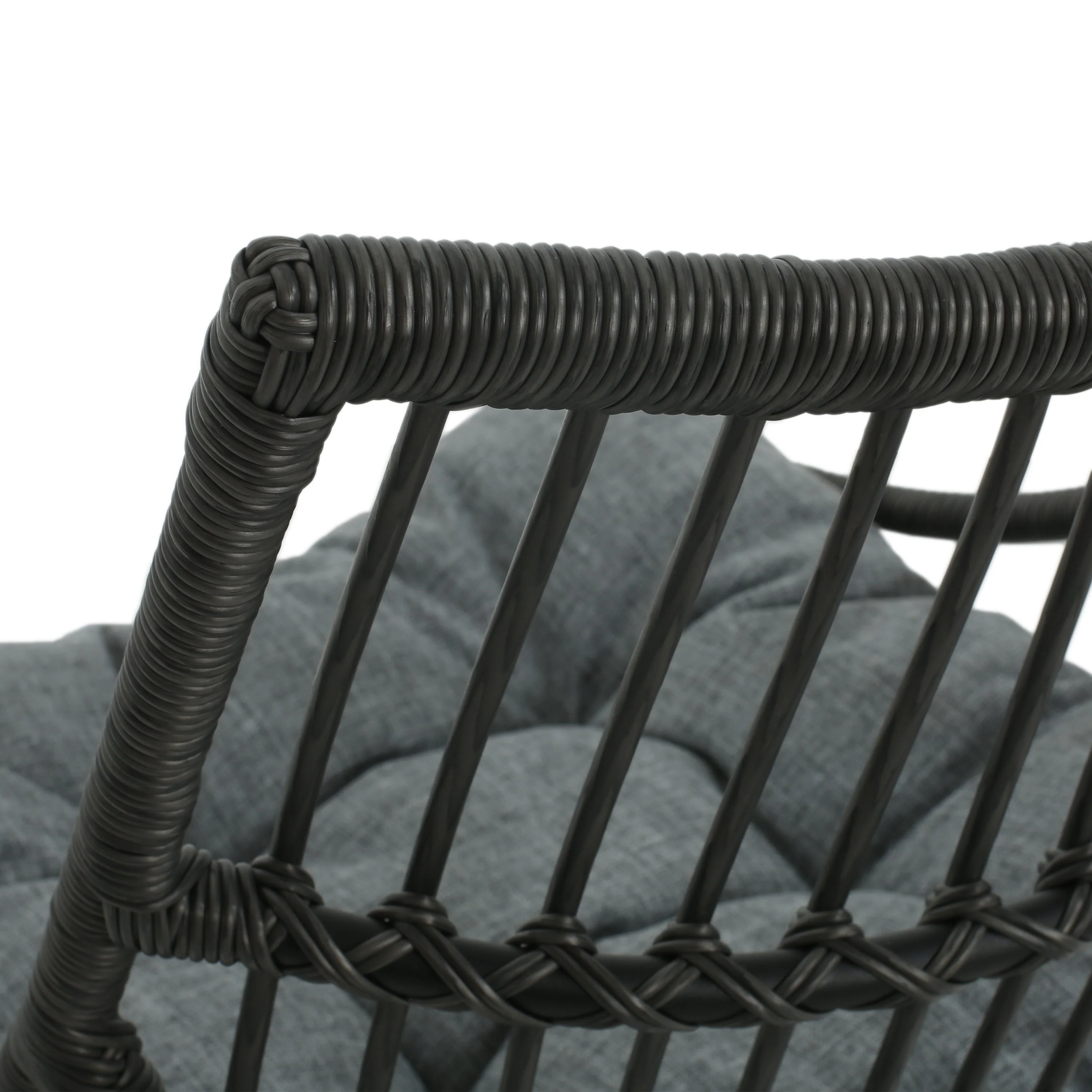 Modern Wicker High Back Chair & Side Table Set