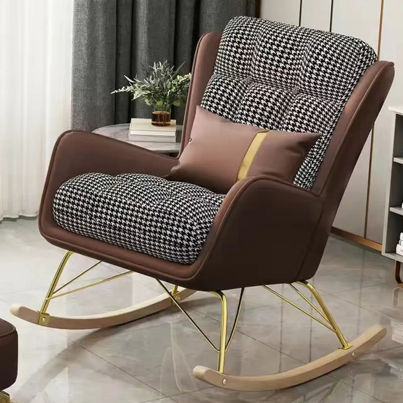Modern Upholstered Rocking Chair with Optional Ottoman