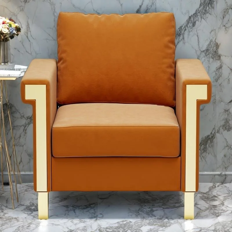 Velvet Accent Chair with Removable Cushions and Metal Legs