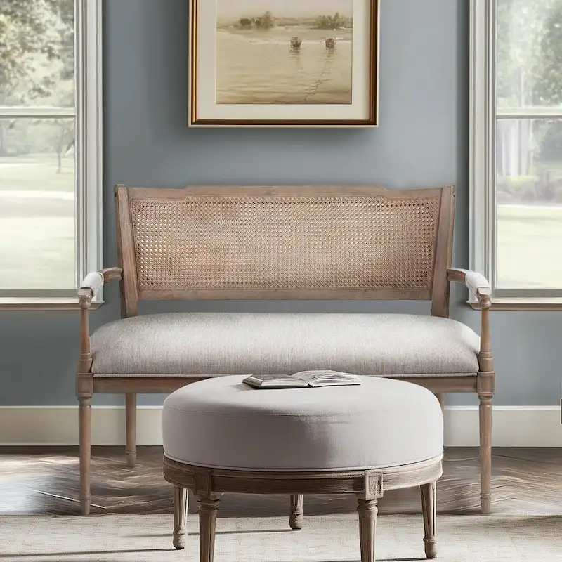 Madison Park Willshire Beige Reclaimed Natural Settee