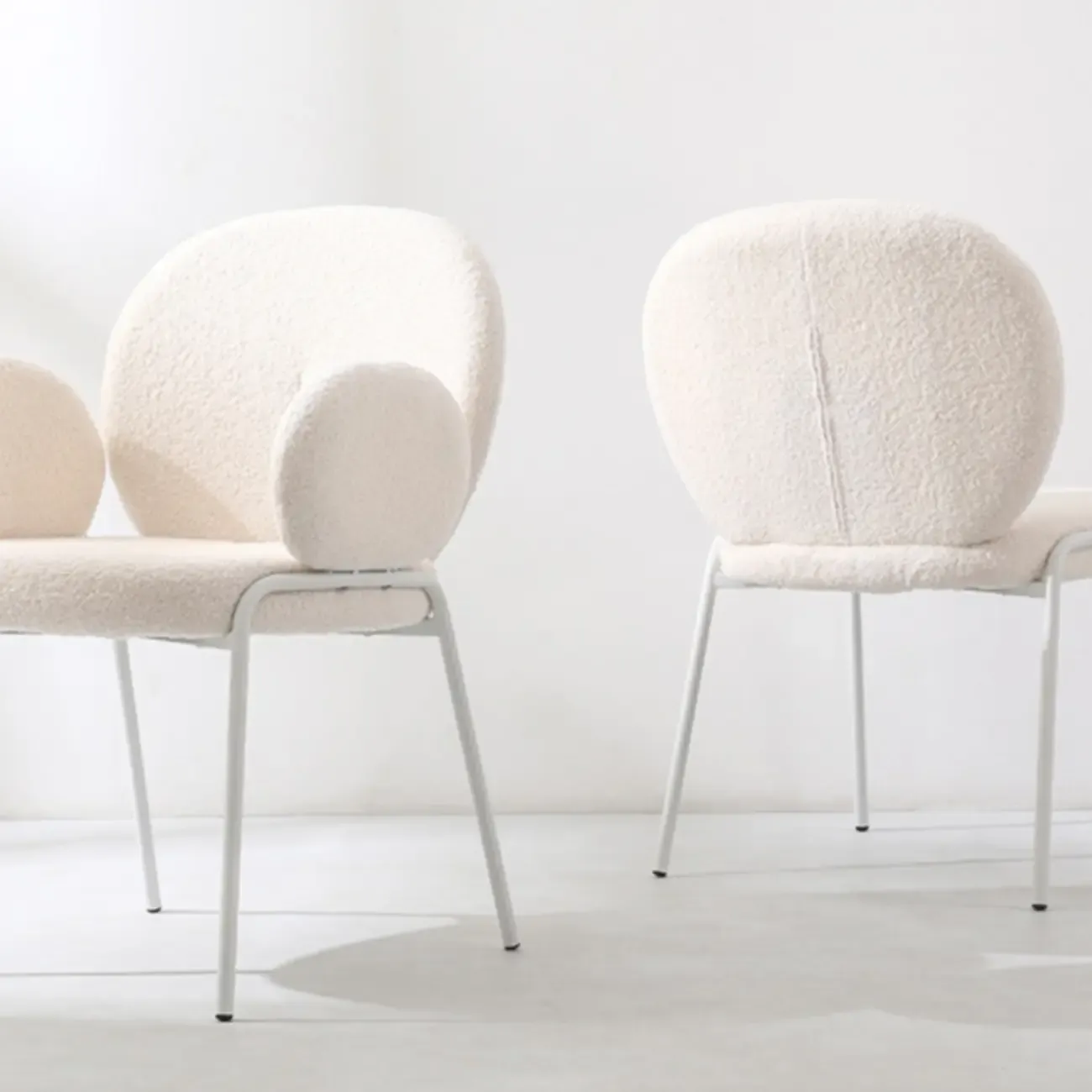 Modern Off-White Upholstered Full Back Dining Chair