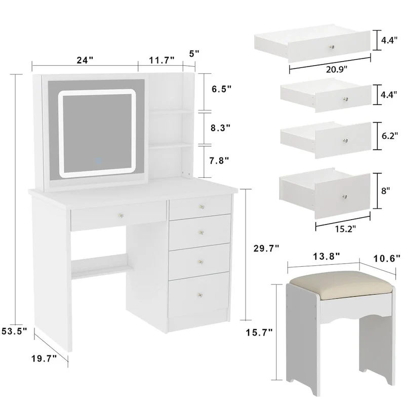 Makeup Vanity Set with 3 model Light & Stool