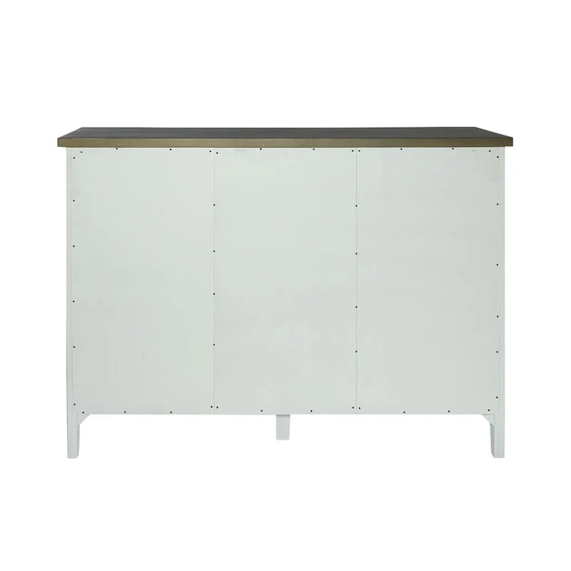 White Two-Tone Server Cabinet with Stemware Rack and Adjustable Shelves