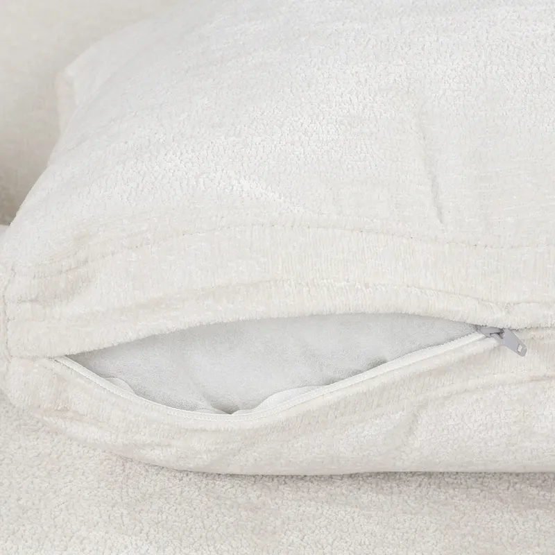 White 35.4 Velvet Arm Chair with Rubber Wood Frame