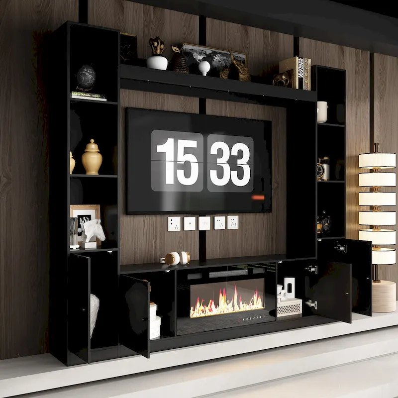 TV Stand/Electric Fireplace Ensemble Cozy Stylish Living Room Solution