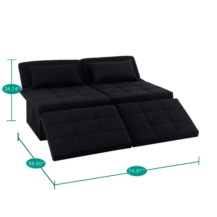Sleeper Chair Bed, 4 In 1 Multi-Function Convertible Ottoman Bed, Breathable Linen Bed Chair, Convertible Sofa Bed