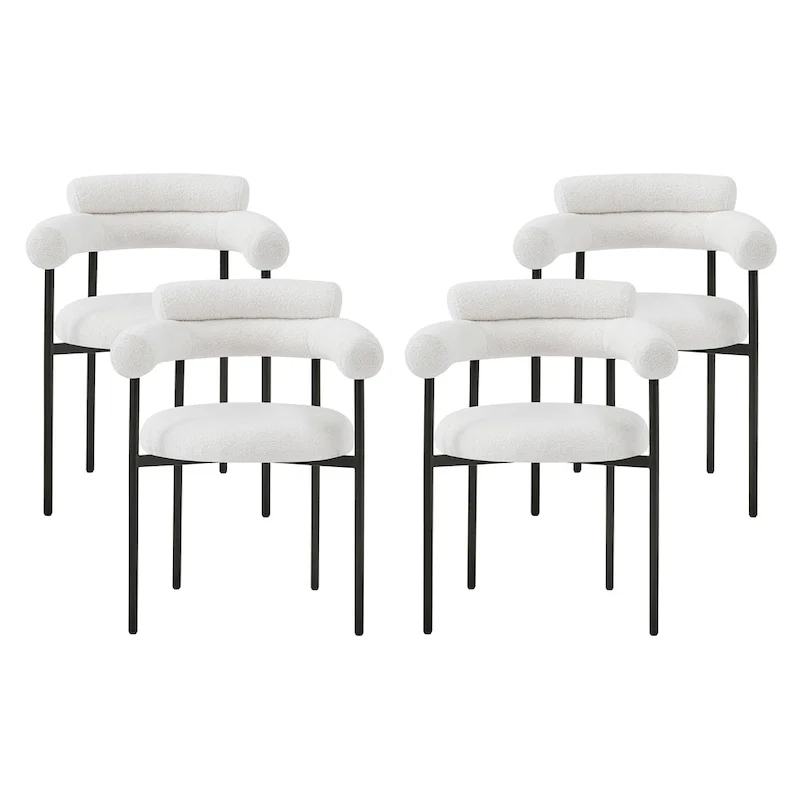 Modern Fabric Dining Chairs with Metal Legs - Set of 2/4, Upholstered Arm Chairs, 265 lbs Capacity