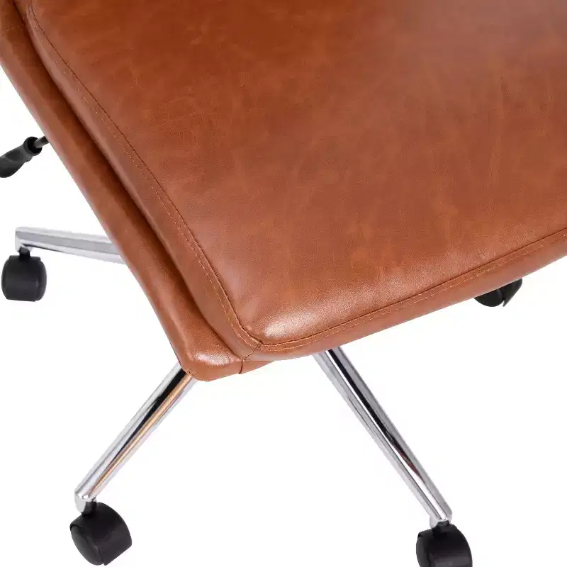 Emma and Oliver Modern Faux Leather Upholstered Mid-Back Home Office Chair with 5 Star Base and Pneumatic Seat Height Adjustment