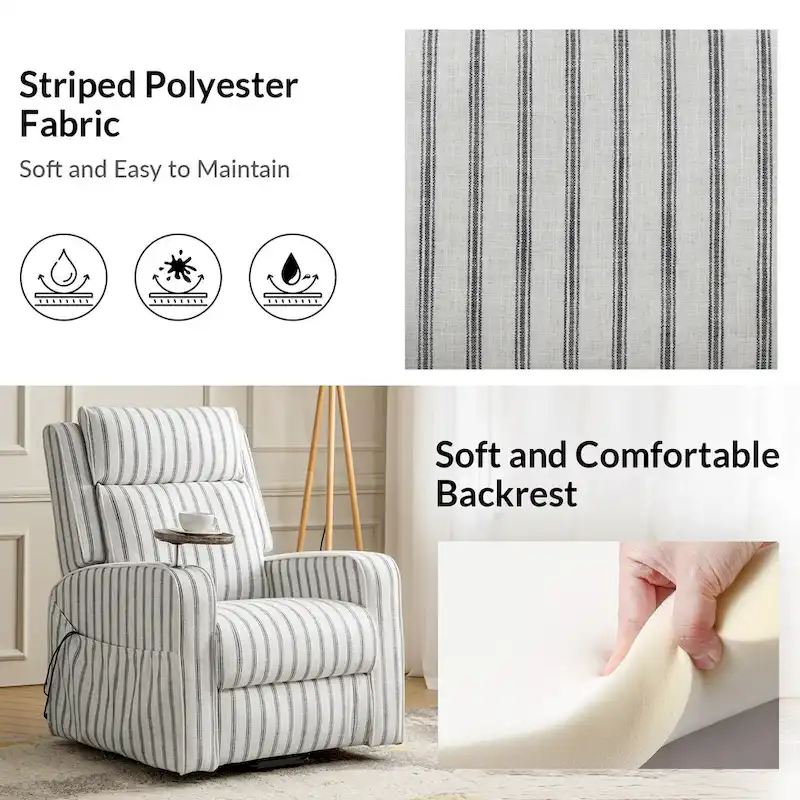 Darrell Modern Lift Assist Massage and Heating Power Recliner with Charing and Soild Wood Tray by HULALA HOME