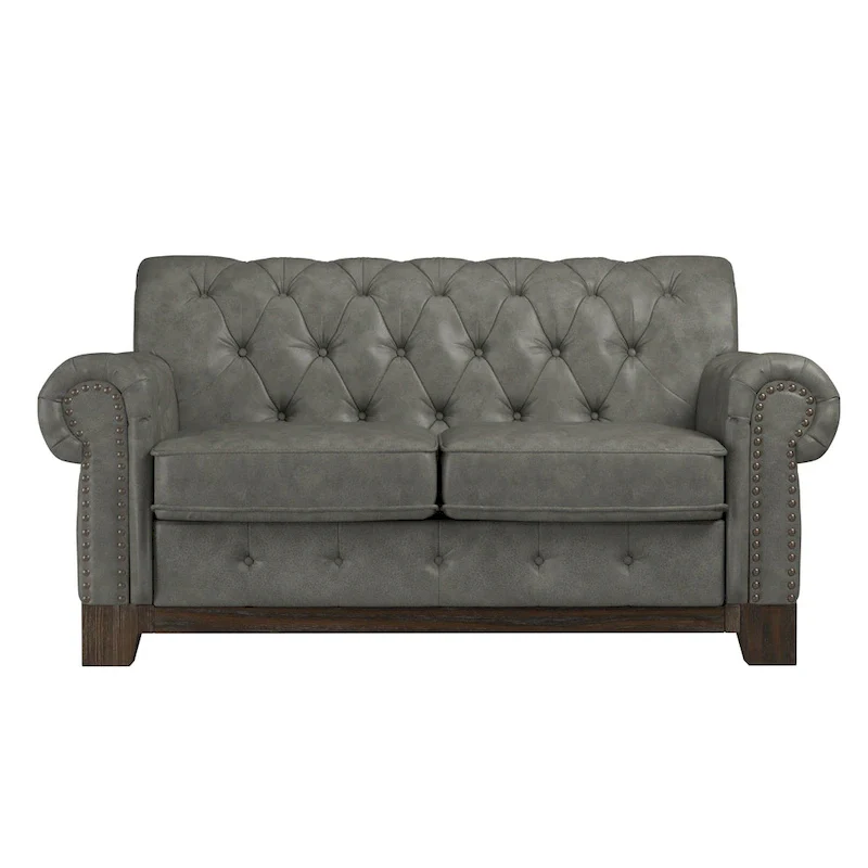 Greenwich Tufted Rolled Arm Nailhead Chesterfield Loveseat by iNSPIRE Q Artisan
