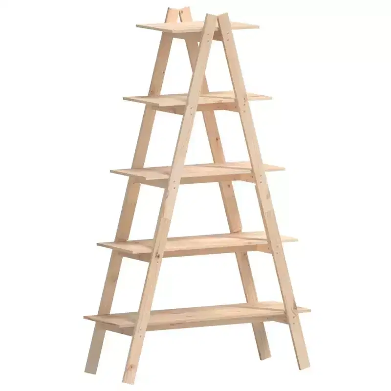 vidaXL 5-Tier Shelf Free Standing A-shape Display Bookcase Solid Wood Pine