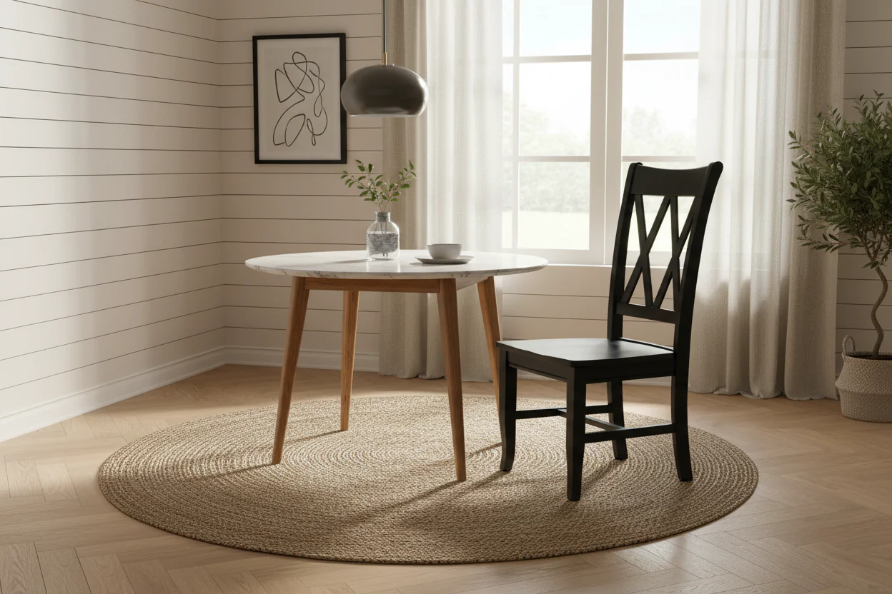 Antique Black Storage Bench with Beige Cushion