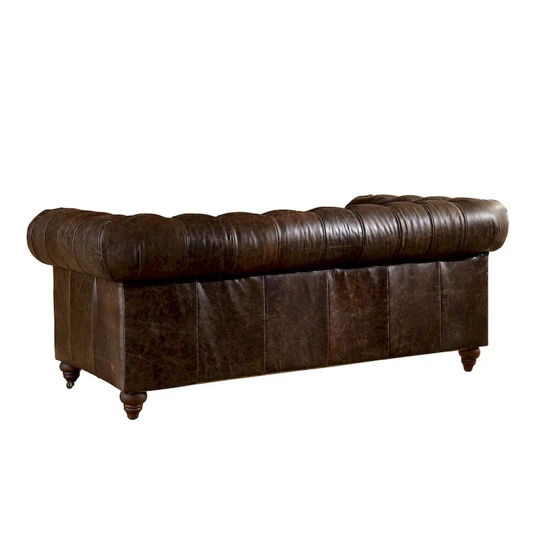 Century Chesterfield Love Seat - Light Chestnut Leather