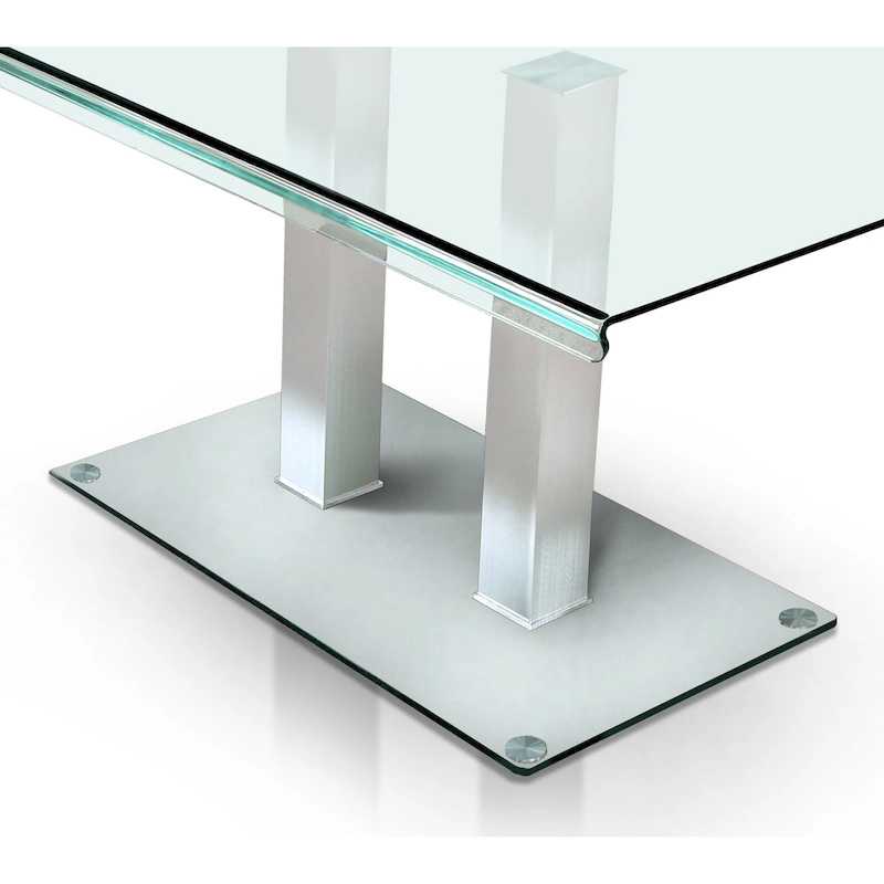 Furniture of America Maza 59-inch Silvertone Metal/Glass Dining Table